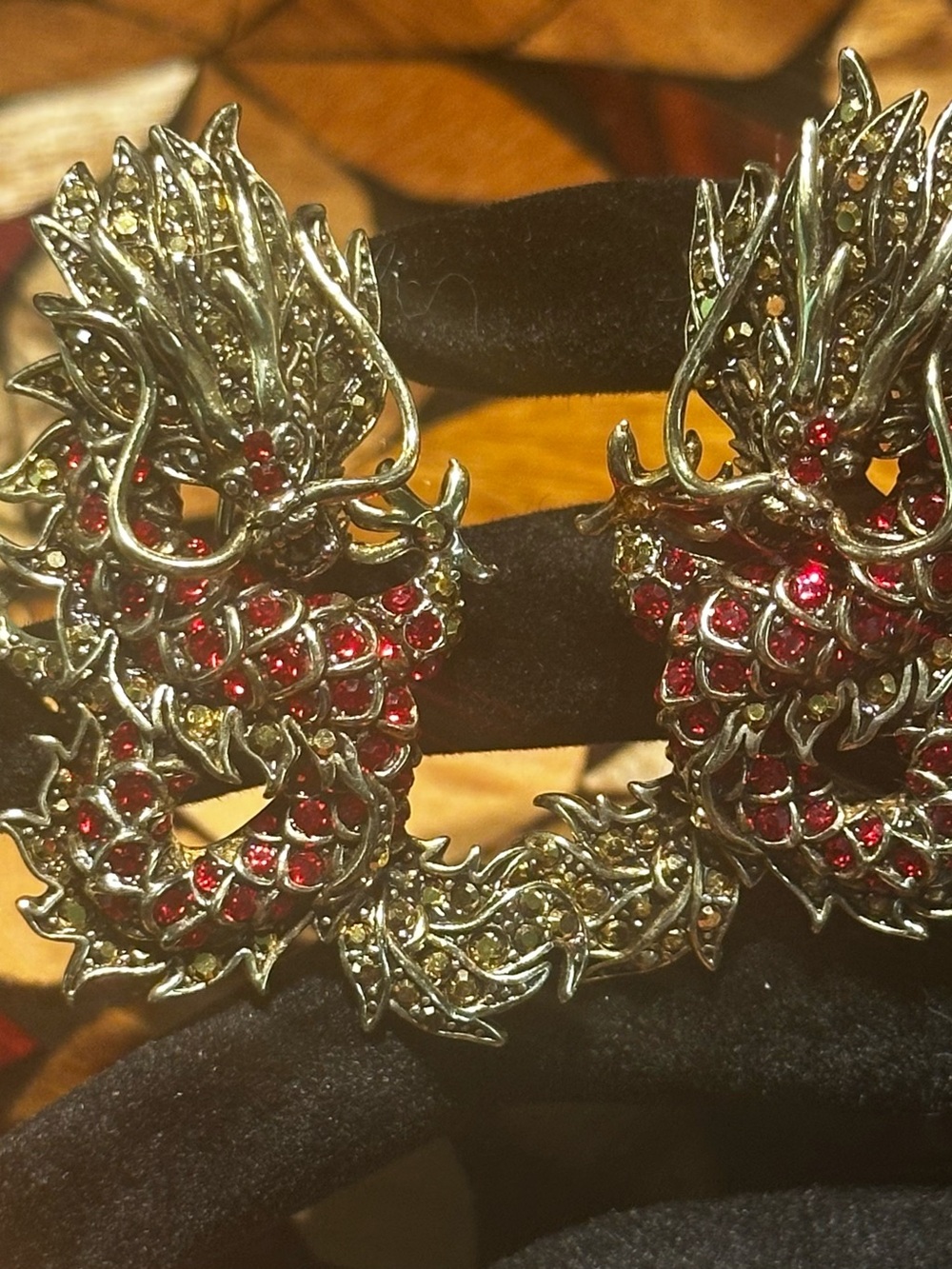 Heidi Daus “Empress of the Flame” Crystal Dragon Earrings-NIB Omega